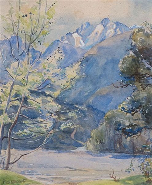 South Island Landscape Oil Painting by Margaret Olrog Stoddart