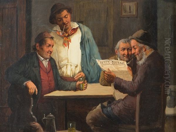Politicians In The Tavern Oil Painting by Konstantin Stoitzner