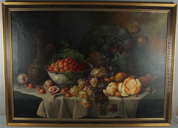 Stilleben Mit Fruchten Und Gefasen Oil Painting by Rudolf Stoitzner
