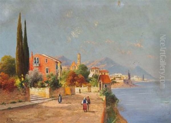 Am Gardasee Oil Painting by Rudolf Stoitzner