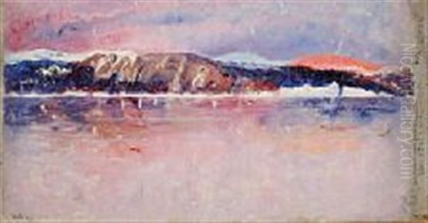 Midnight Sun, Inglefield Gulf, Greenland Oil Painting by Frank Wilbert Stokes