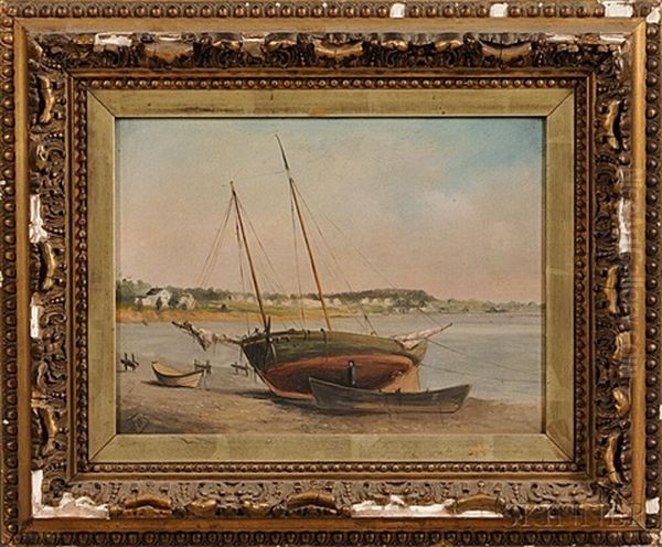Beached Sailboat Oil Painting by Frank Wilbert Stokes