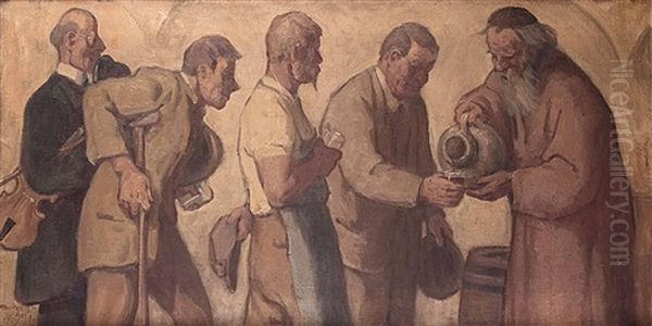 Der Ausschank Beim Bruder Kellermeister Oil Painting by Albert Stolz