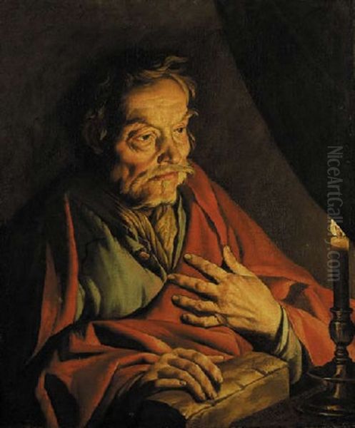 Saint Matthew By Candlelight Oil Painting by Matteo Stom