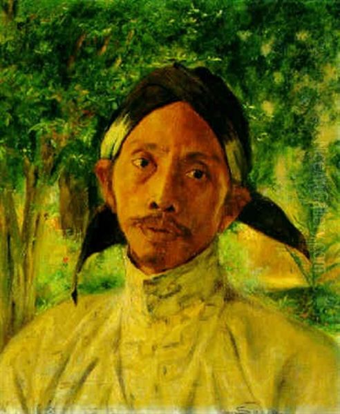 Portrait Of An Indonesian Man Oil Painting by Petrus Josephus Maria (Pierre) Stordiau