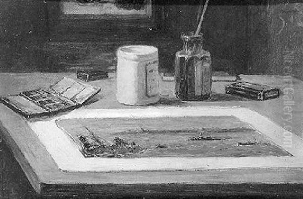 The Artist's Watercolour Utensils Oil Painting by Carel Nicolaas Storm van 's-Gravensande