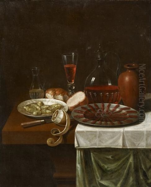 Fruhstuck Mit Anchovisplatte Oil Painting by Sebastian Stosskopf