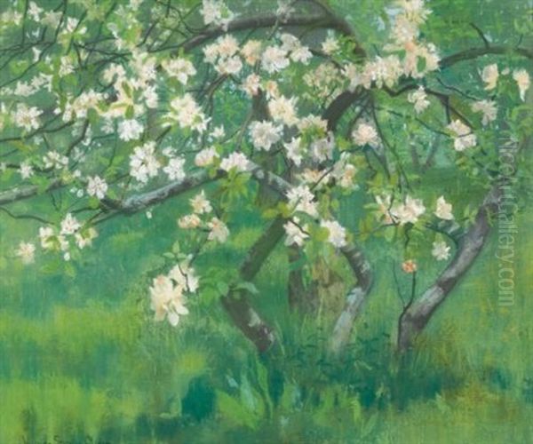 Apple Tree In Blossom Oil Painting by William Stott Of Oldham