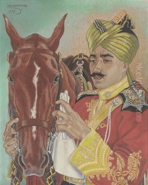 Ammed Yar Khan, Rampur Lancers Oil Painting by Hubert Stowitts