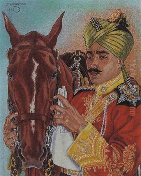 Ammedyar Khan, Rampur Lancers Oil Painting by Hubert Stowitts