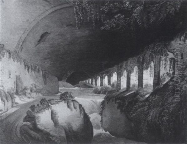 Ein Aquadukt In Der Villa Des Maecenas Bei Tivoli Oil Painting by Ludwig Philipp Strack