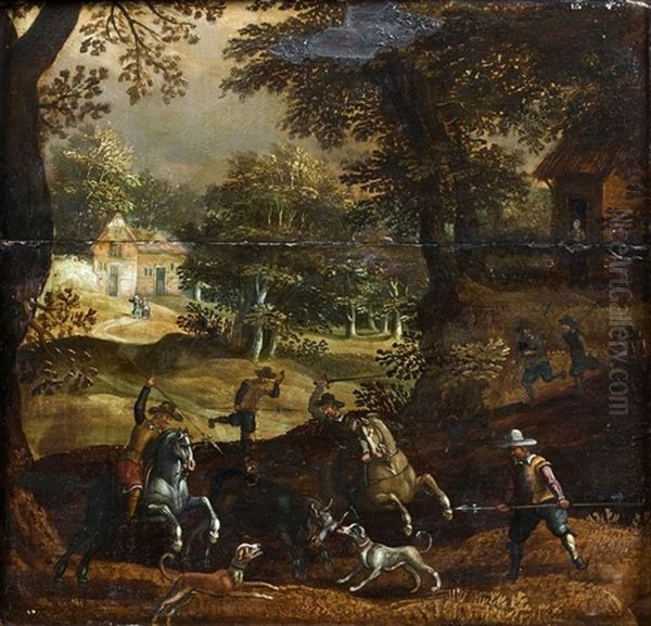 La Chasse Au Buffle Oil Painting by Jan van der Straet