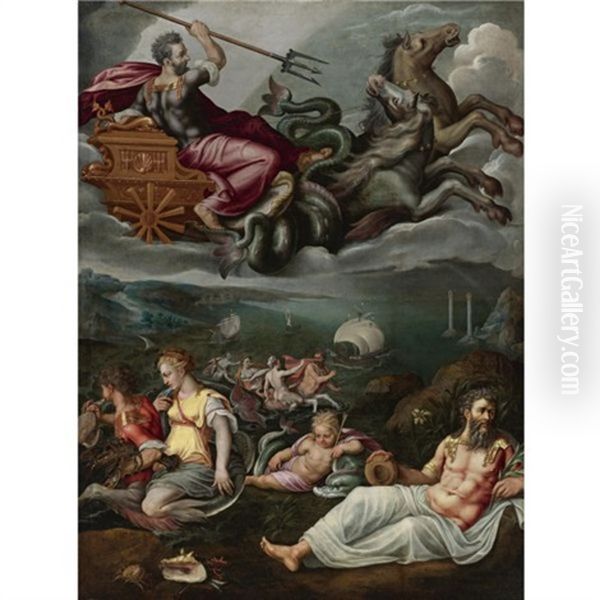 Allegory Of The Sea Oil Painting by Jan van der Straet