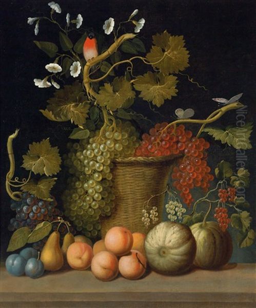 Ein Fruchtestillleben Mit Trauben In Einem Korb Oil Painting by Tobias Stranovius