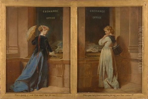 L'echange Au Mont-de-piete (pair) Oil Painting by Leonard Ludwik Straszynski