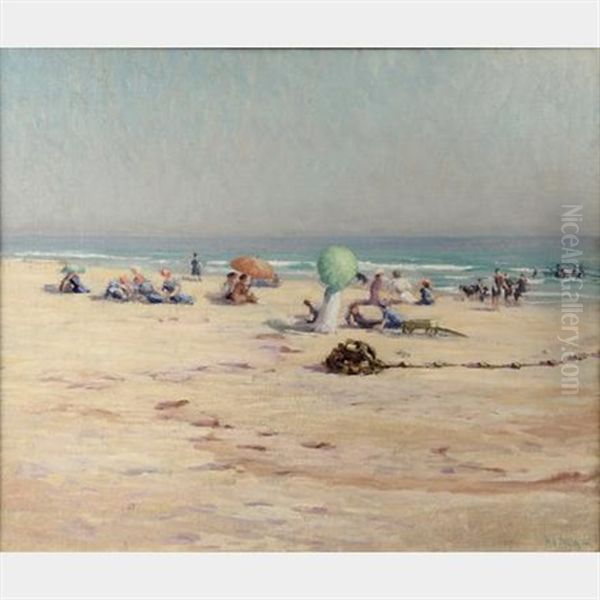 Pasadena Beach Scene Oil Painting by Harold Arthur Streator