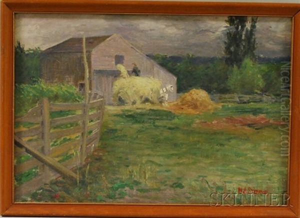Farm Landscape With Hay Wagon Oil Painting by Harold Arthur Streator