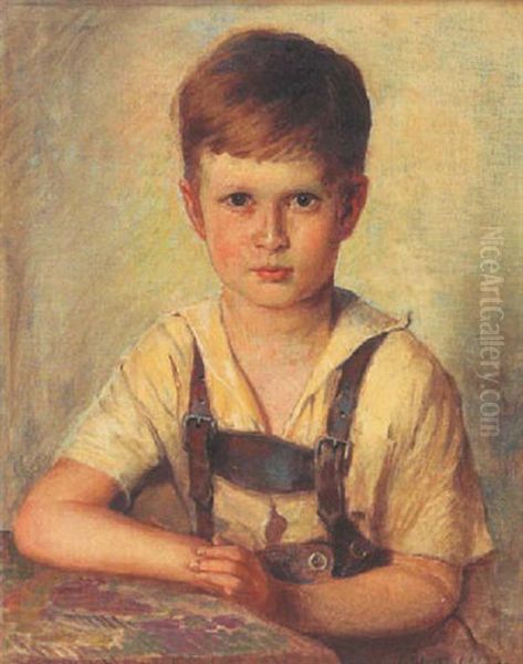 Bildnis Eines Knaben Mit Lederhose Oil Painting by Ludwig Streitenfeld