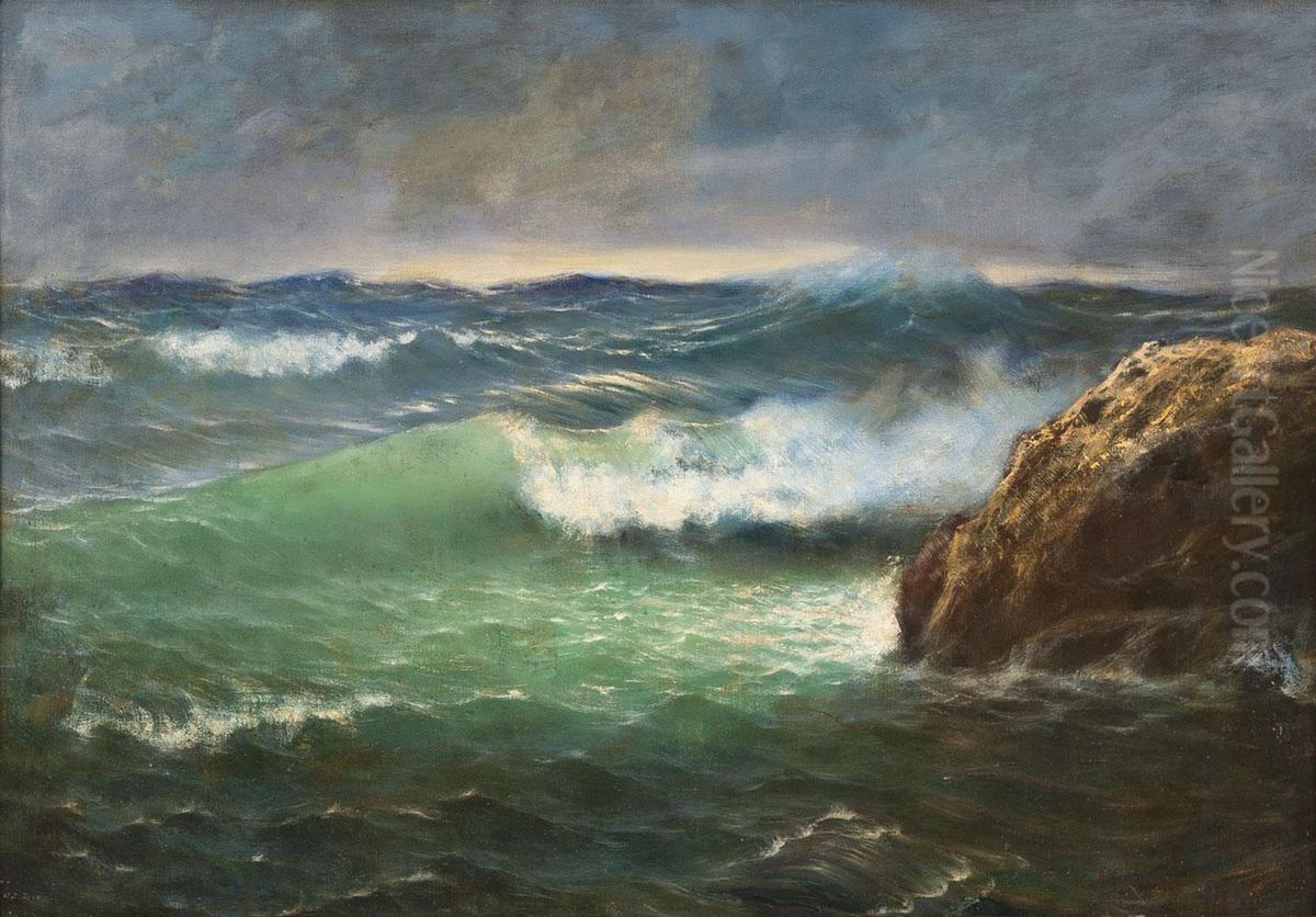 Felsen In Sturmischer See Vor Capri Oil Painting by Roman Bratkowski