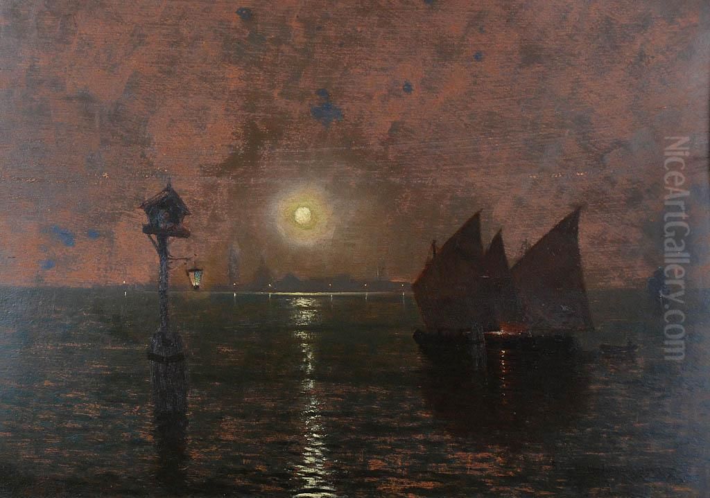 Laguna Wenecka Oil Painting by Roman Bratkowski