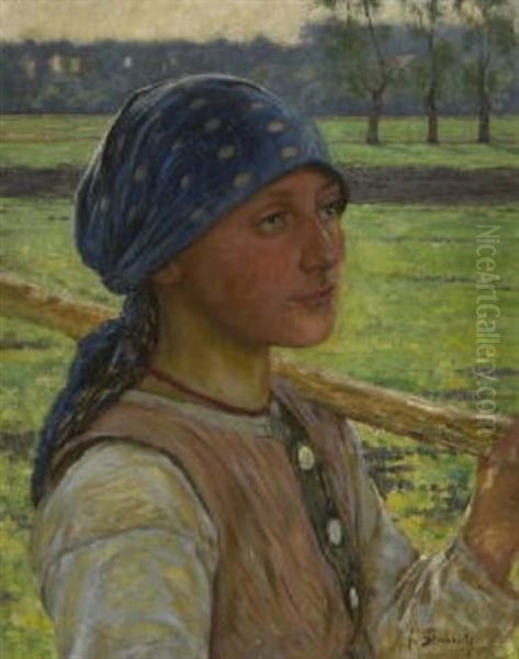 Nach Der Feldarbeit Oil Painting by Frigyes (Fritz) Strobentz