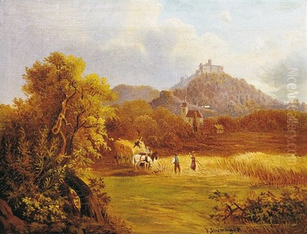 Harvest In The Castle Oil Painting by Vilem Stroeminger