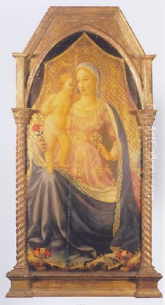 The Madonna And Child Enthroned Oil Painting by Zanobi Strozzi