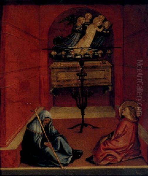 Saint Agatha Arising From Her Tomb And Appearing To Saint Lucy And Her Mother Eustachia Oil Painting by Zanobi Strozzi
