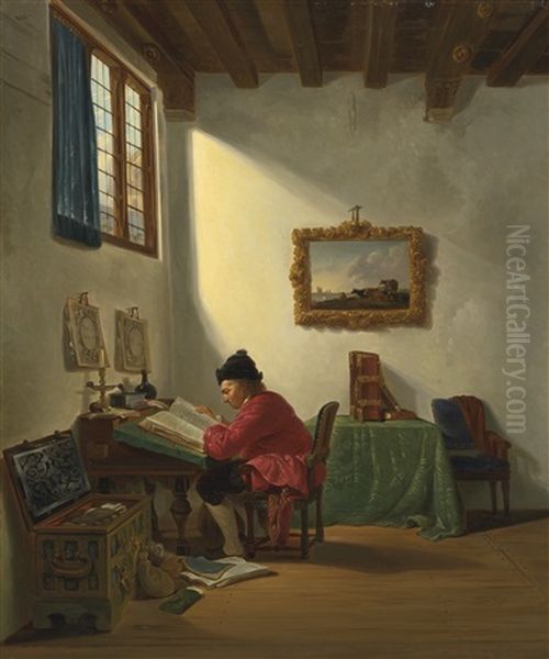 Merchant At His Desk Oil Painting by Abraham Ii Van Stry