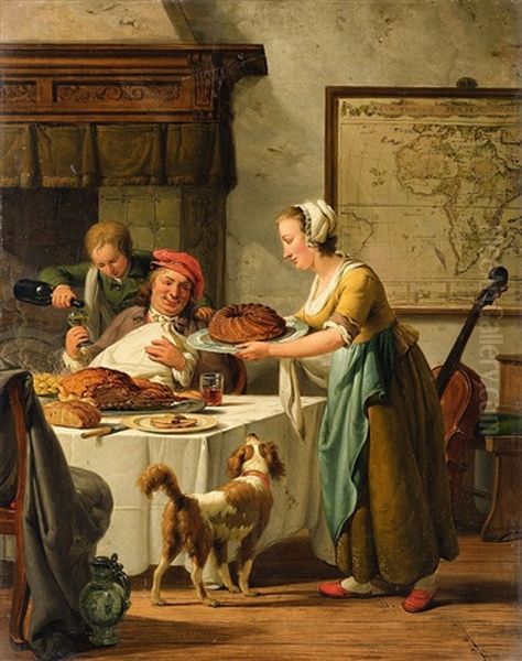The Gourmet Oil Painting by Abraham Ii Van Stry