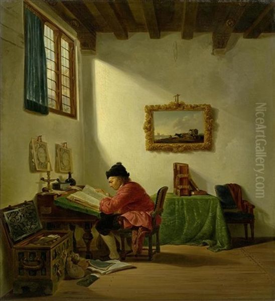 Interieur Mit Einem Notar Oil Painting by Abraham Ii Van Stry