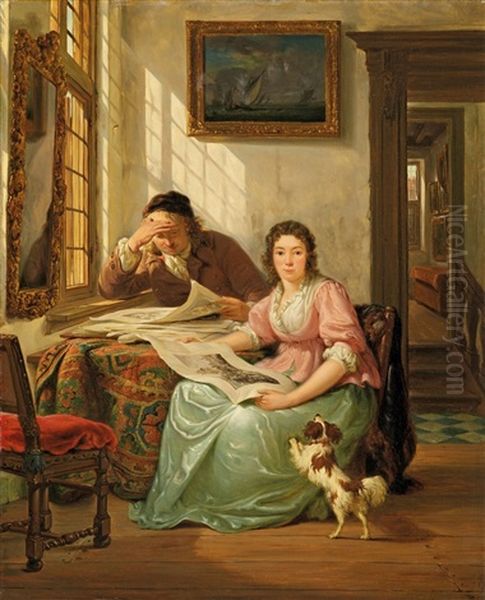 Interieur Mit Kunstsammler Und Seiner Frau Oil Painting by Abraham Ii Van Stry