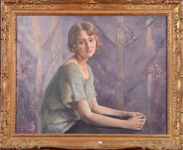 Portrait De Jeune Fille Oil Painting by Guillaume Van Strydonck
