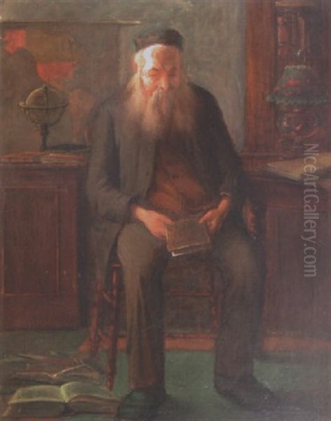 Rabbin En Priere Oil Painting by Wilhelm August Stryowski (Stryjowski)