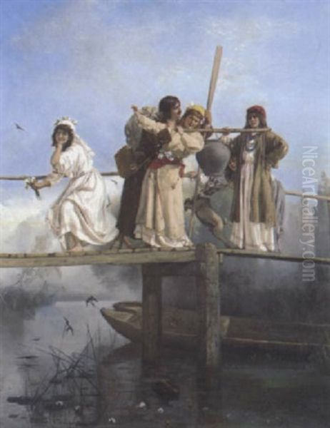 Der Uberfall Oil Painting by Wilhelm August Stryowski (Stryjowski)