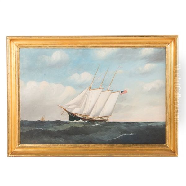 Schooner Under Sail Oil Painting by William Pierce Stubbs