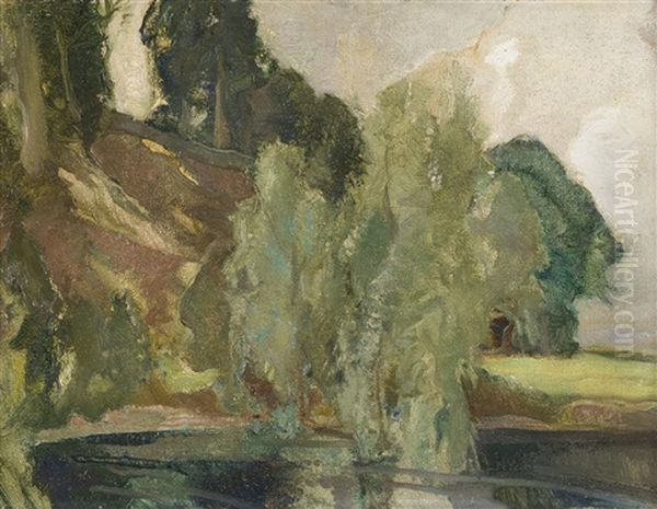 Willows Near Melrose Oil Painting by Alick Riddel Sturrock