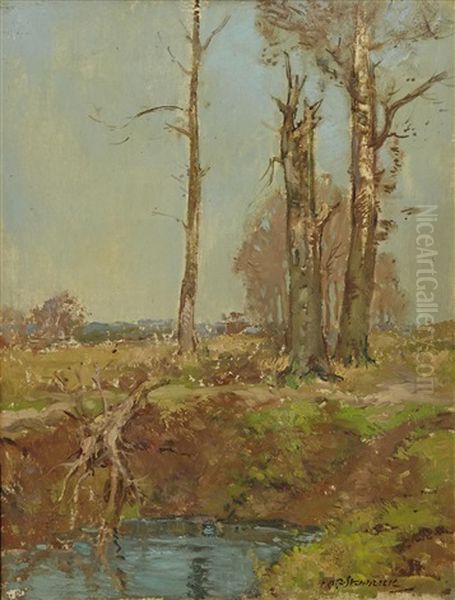 Trees By A Pond Oil Painting by Alick Riddel Sturrock