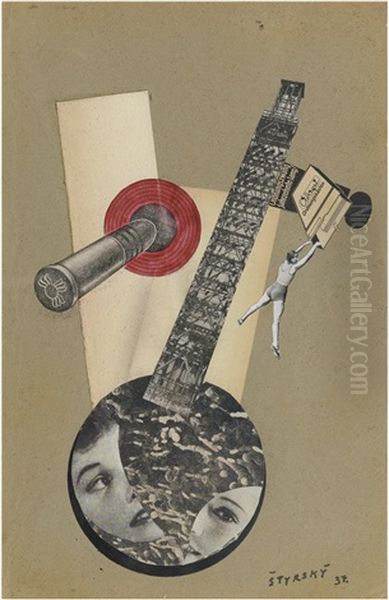 Composition Oil Painting by Jindrich Styrsky