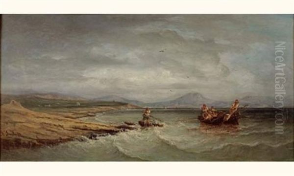 Pecheurs Relevant Leur Filet Oil Painting by Joseph Francois Suchet