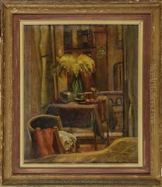 Interieur Oil Painting by Sergei Yur'Evich Sudeikin