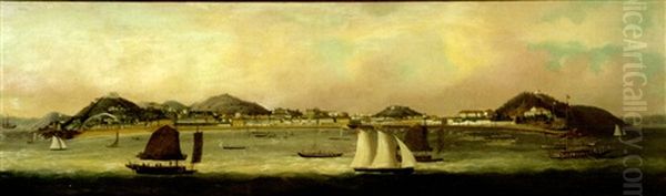 Panoramic View Of The Peninsula Of Macao Oil Painting by Sunqua