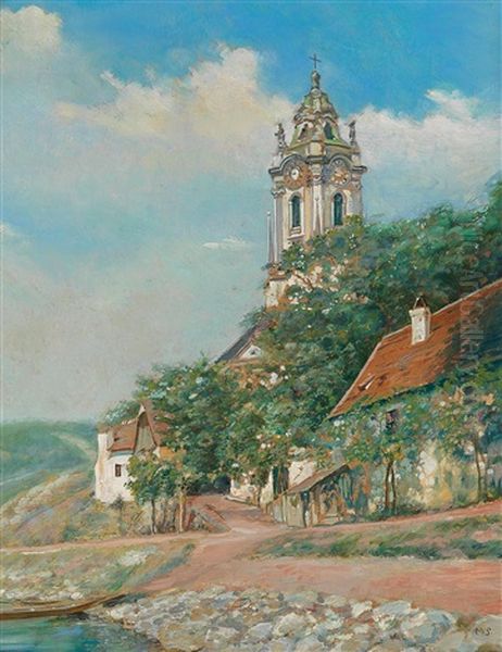 View Of The Church In Durnstein Oil Painting by Max Suppantschitsch