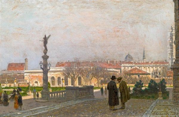 Altes Burgtor In Wien Oil Painting by Max Suppantschitsch