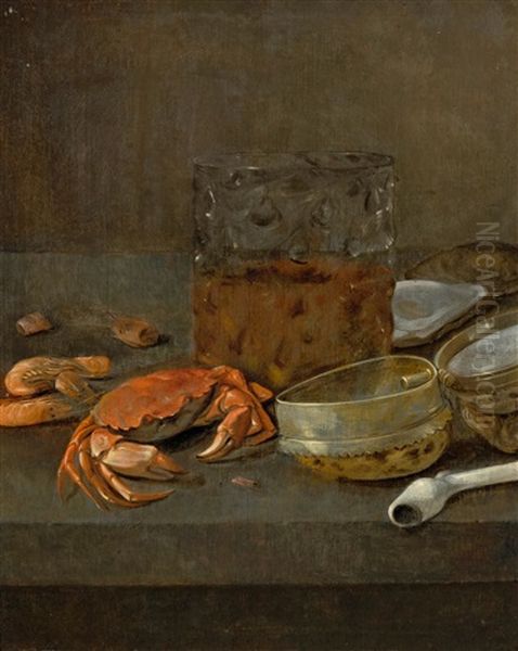 Still-life With Crab And A Pipe Oil Painting by Abraham Susenier