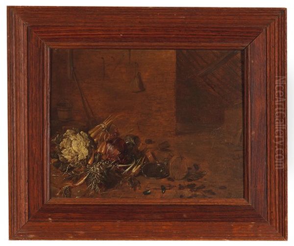 Barn Interior With Vegetables Oil Painting by Abraham Susenier