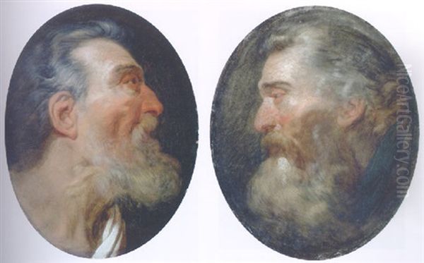 Head Of A Bearded Man Oil Painting by Joseph Benoit Suvee