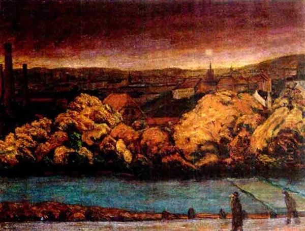 Aftenstemning Over Oslo Oil Painting by Anders Castus Svarstad