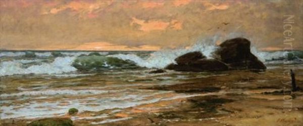 Seascape With Clear Sky Oil Painting by Paul A. Svedomsky