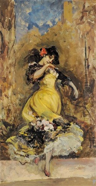 Ballerina Spagnola Oil Painting by Paul A. Svedomsky